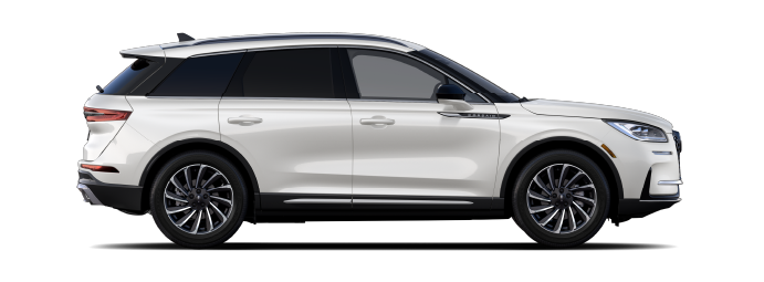 The passenger side of a Lincoln Corsair® SUV is shown in Pristine White. | Oliver Lincoln in Plymouth IN