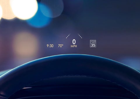 Useful driver information is being projected in front of the steering wheel on the windshield via the available head-up display. | Oliver Lincoln in Plymouth IN