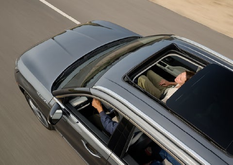 The available panoramic Vista Roof® of a 2027 Lincoln Aviator® SUV is open. | Oliver Lincoln in Plymouth IN