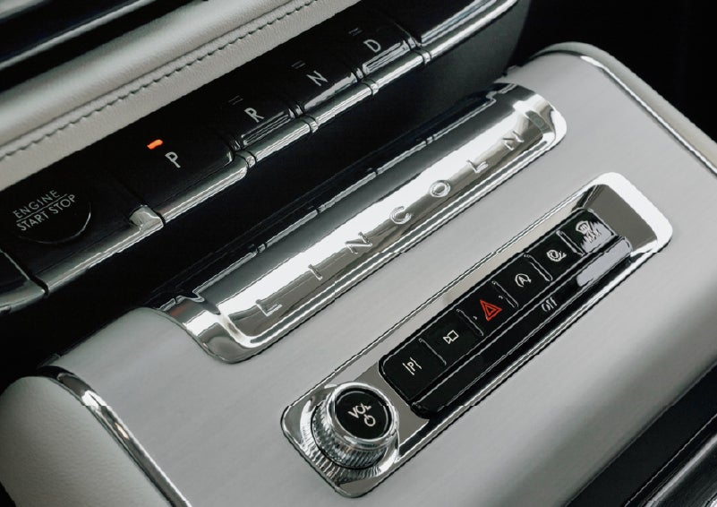 The piano key gear selector of a 2027 Lincoln Aviator® Back Label™ SUV. | Oliver Lincoln in Plymouth IN